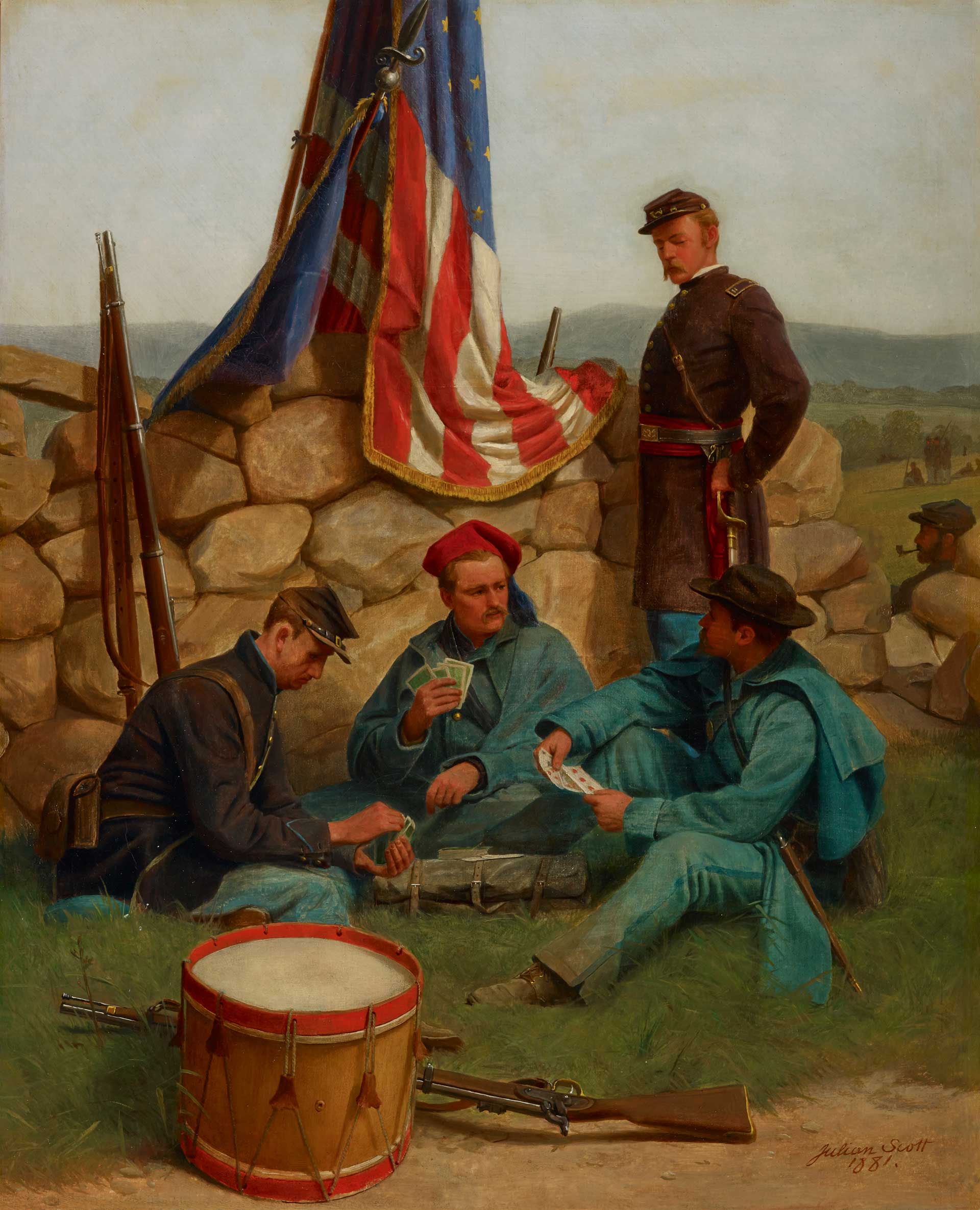 Julian Scott, A Break Playing Cards, 1861, oil on canvas.