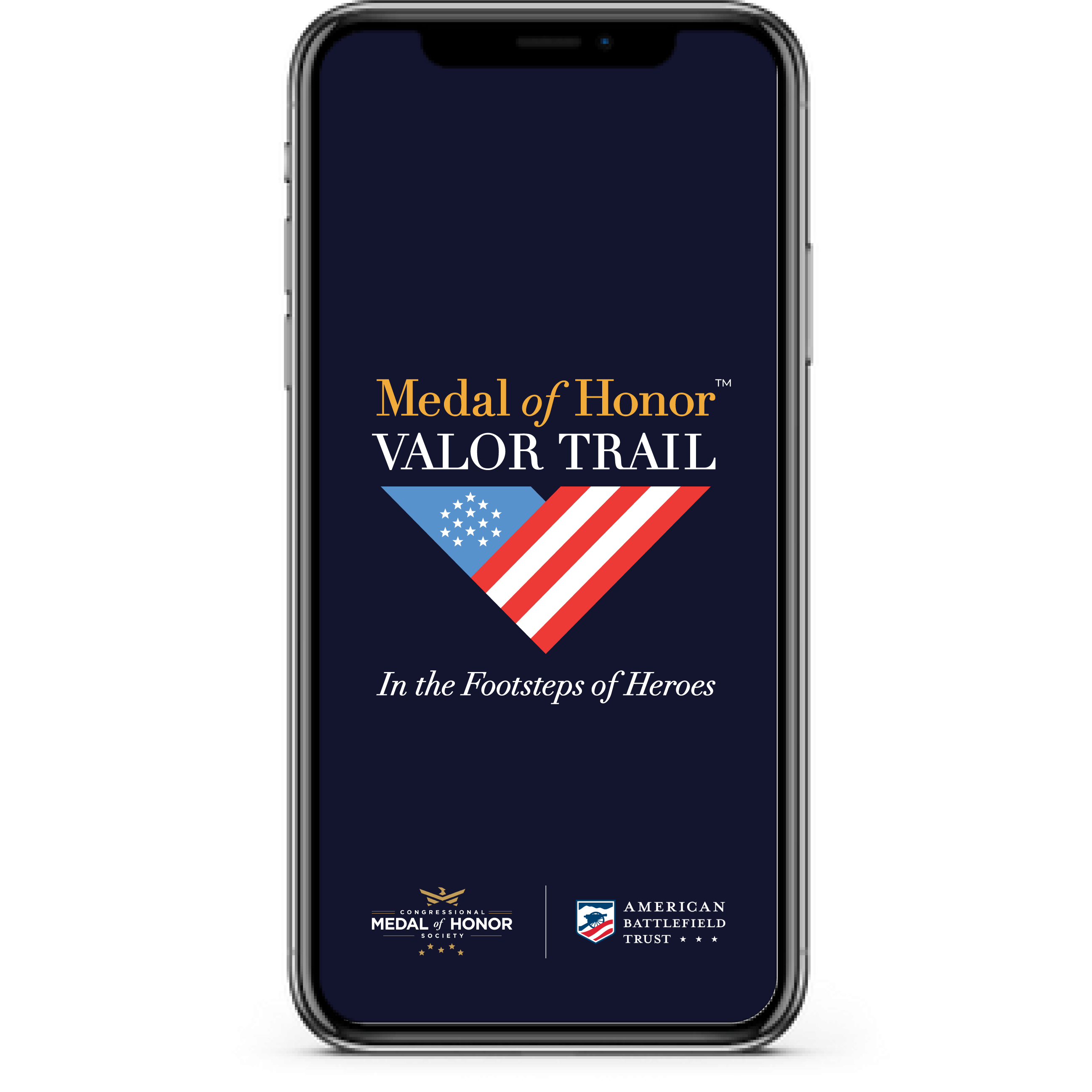 A cellphone showing the Medal of Honor Valor Trail logo 
