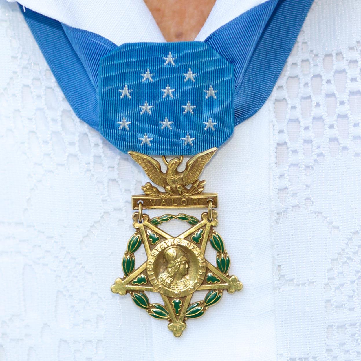 "Hershey Miyamura's Medal of Honor - Nisei Week 2014" by --Mark-- is licensed under CC BY-NC-SA 2.0.